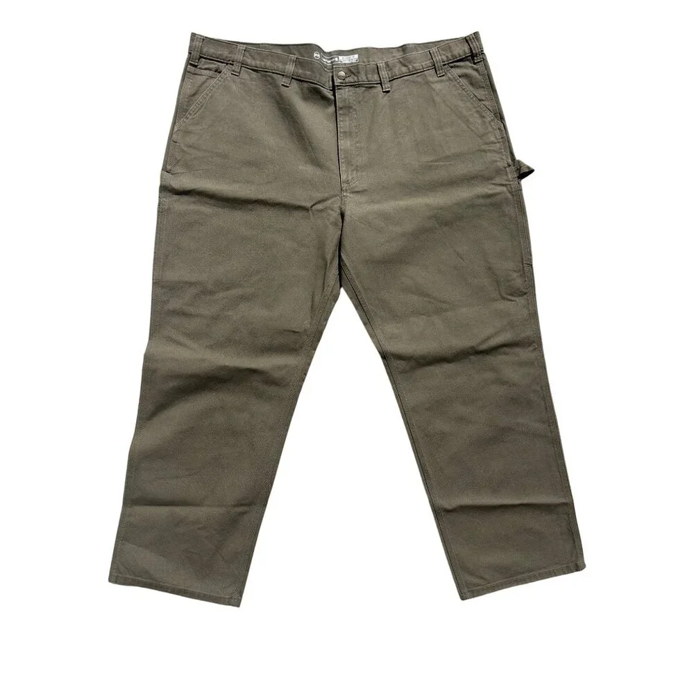 Carhartt Mens Relaxed Fit Canvas Work Pants Size 50x32 Olive Green Brown IRR New - Picture 4 of 9